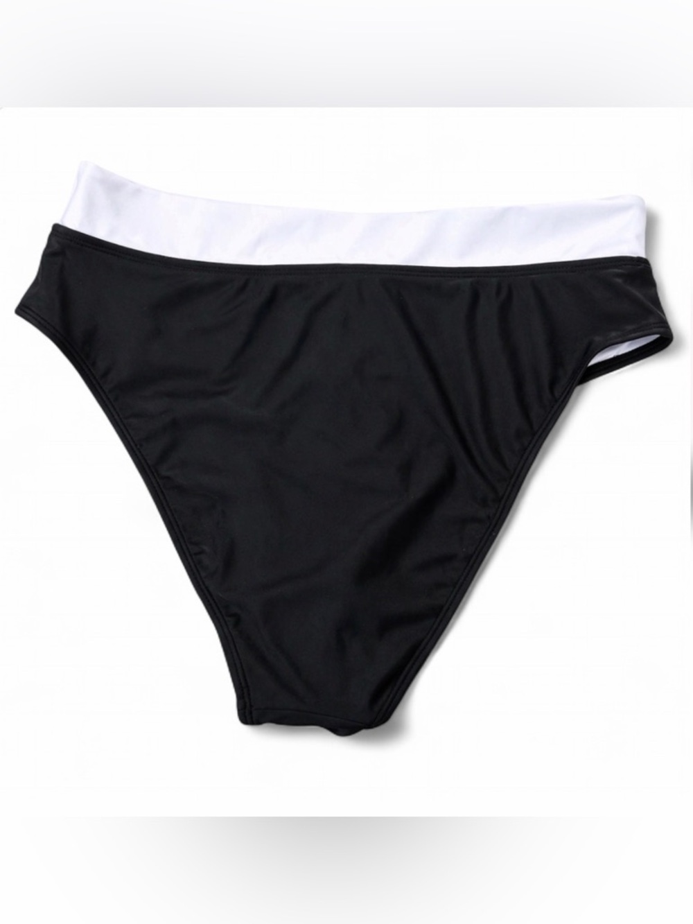 Cupshe Bikini Bottoms Womens L Black White High Cut V Waist NWT Swim NEW Beach - Picture 4 of 7